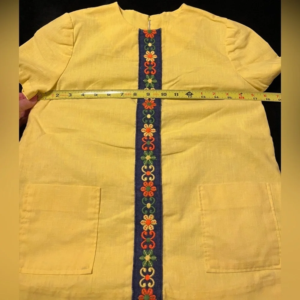 True Vtg 70s Home Sewn Yellow Pants Outfit Slight Flare Pant Girls Sz 12-14